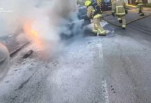 У Рівному на вулиці Пересопницькій горіла Audi A6: що відомо У Рівному на вулиці Пересопницькій горіла Audi A6