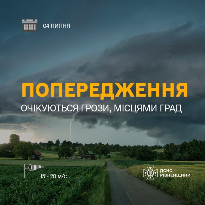 Попередження про небезпечні метеорологічні явища на Рівненщині Попередження про небезпечні метеорологічні явища на Рівненщині
