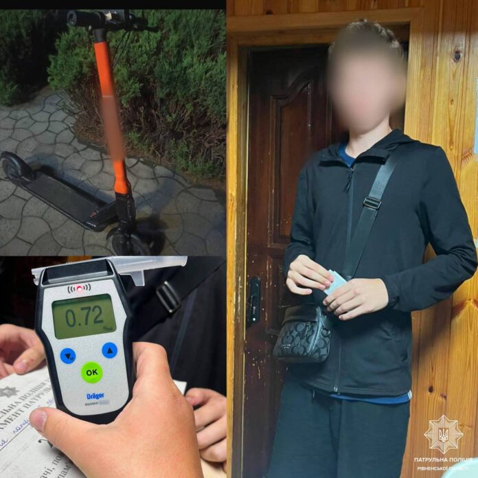 У Сарнах зупинили п'яного неповнолітнього кермувальника електросамоката