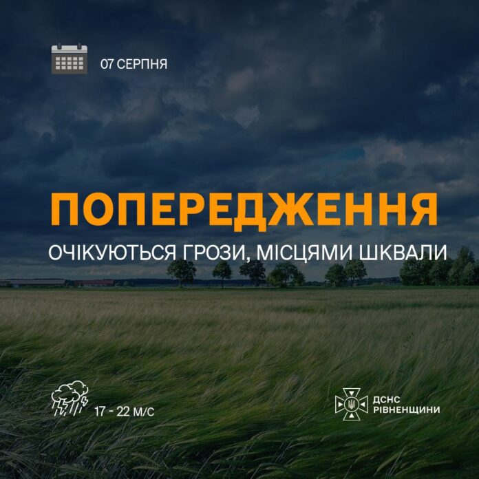 Попередження про небезпечні метеорологічні явища на Рівненщині! Попередження про небезпечні метеорологічні явища на Рівненщині!