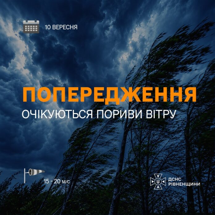 Завтра на Рівненщині очікуються сильні пориви вітру Завтра на Рівненщині очікуються сильні пориви вітру