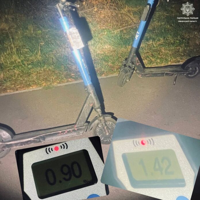 У Рівному патрульні зупинили двох п'яних водіїв електросамокатів У Рівному патрульні зупинили двох п'яних водіїв електросамокатів