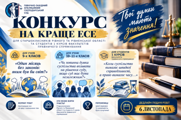 Для шкіл Рівненщини стартував конкурс на краще есе